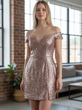 B. Darlin Silver Sequin Mini
Dress Size 9/10